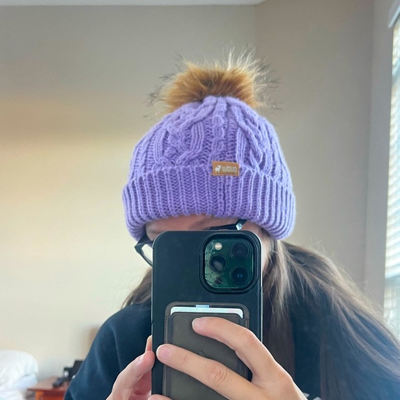 Fleece Lined Beanie with Pompom - Picture 2 of 4